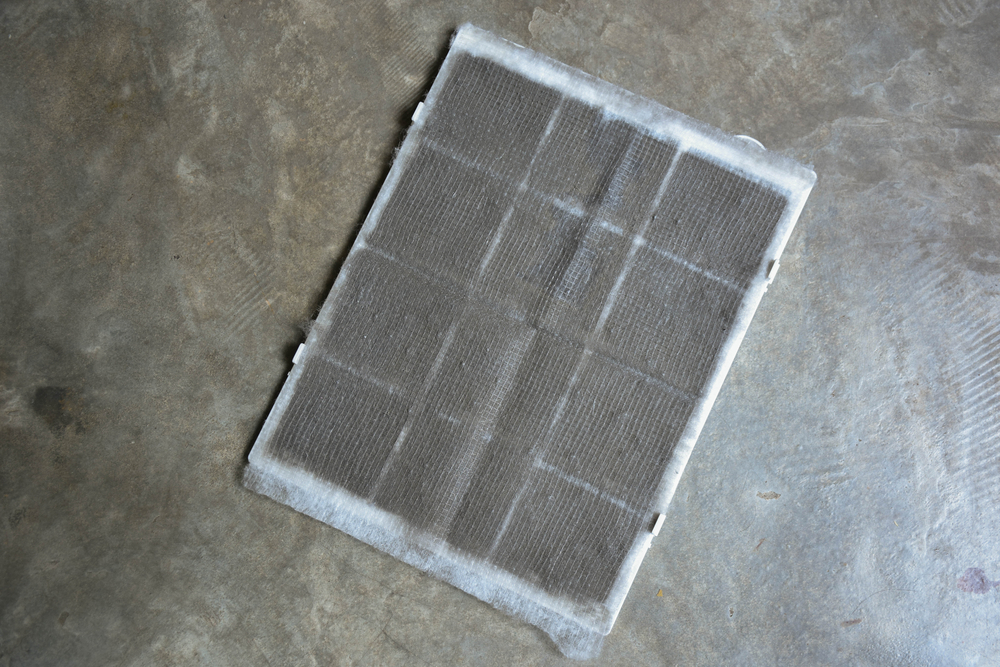 an air filter with a thick coating of dust