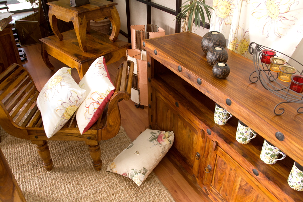 antique wooden furniture arranged in room