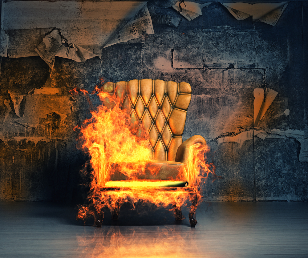 burning leather armchair
