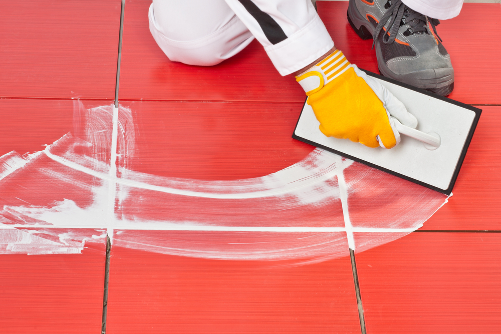 Applying grout to tiles on a 45-degree angle