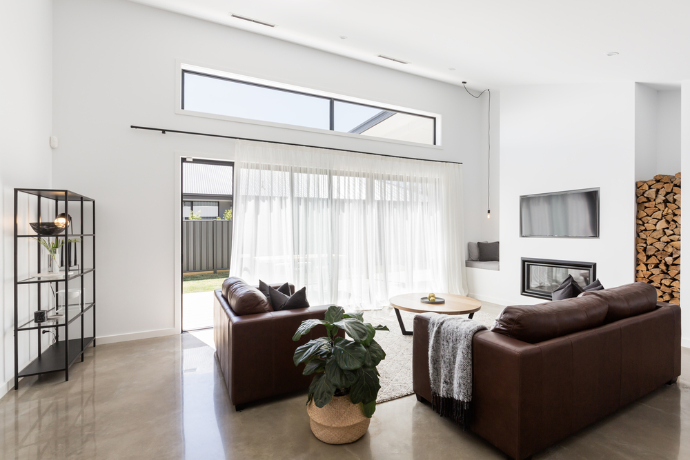 room with polished concrete floor