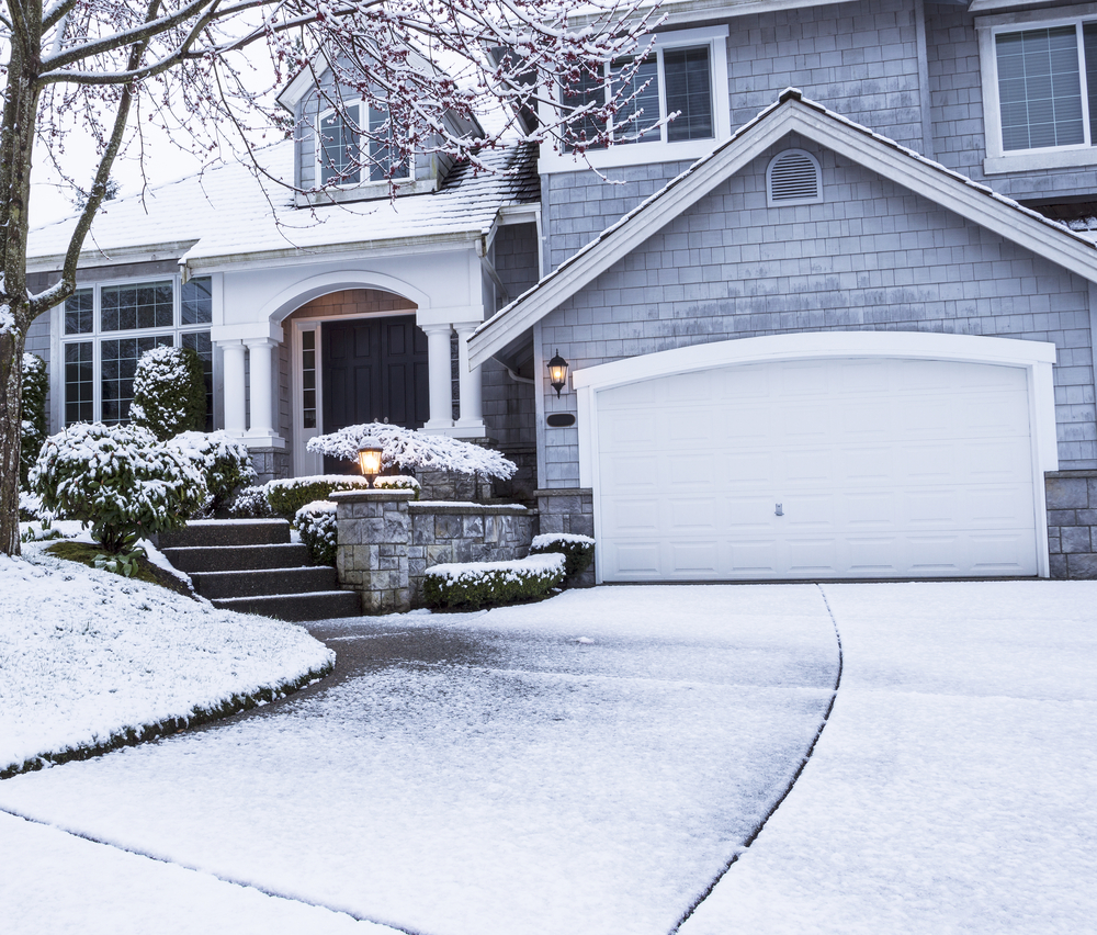 A house covered in snow during the winter