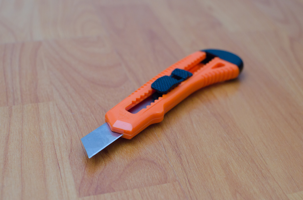 A utility knife is useful for cutting fine plexiglass sheets