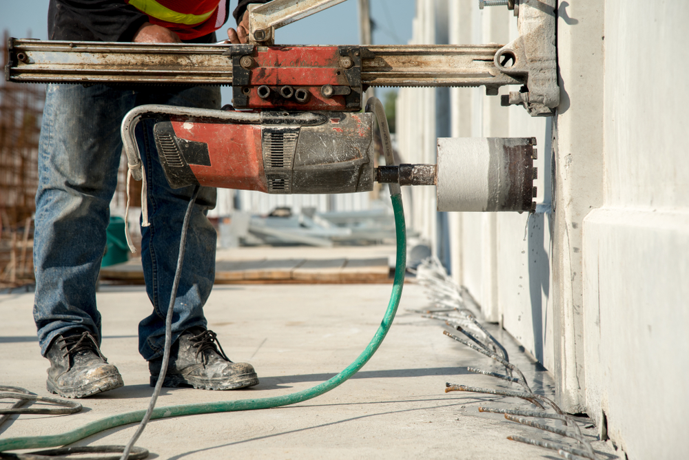 a large coring tool attached to a barrier