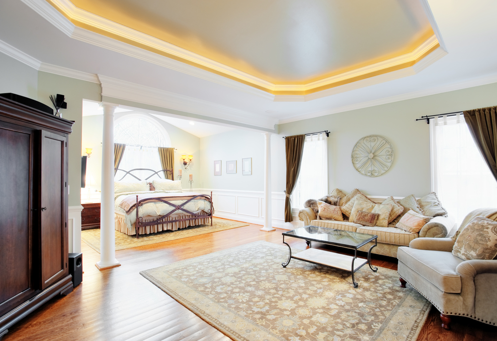 cove ceiling in a master bedroom