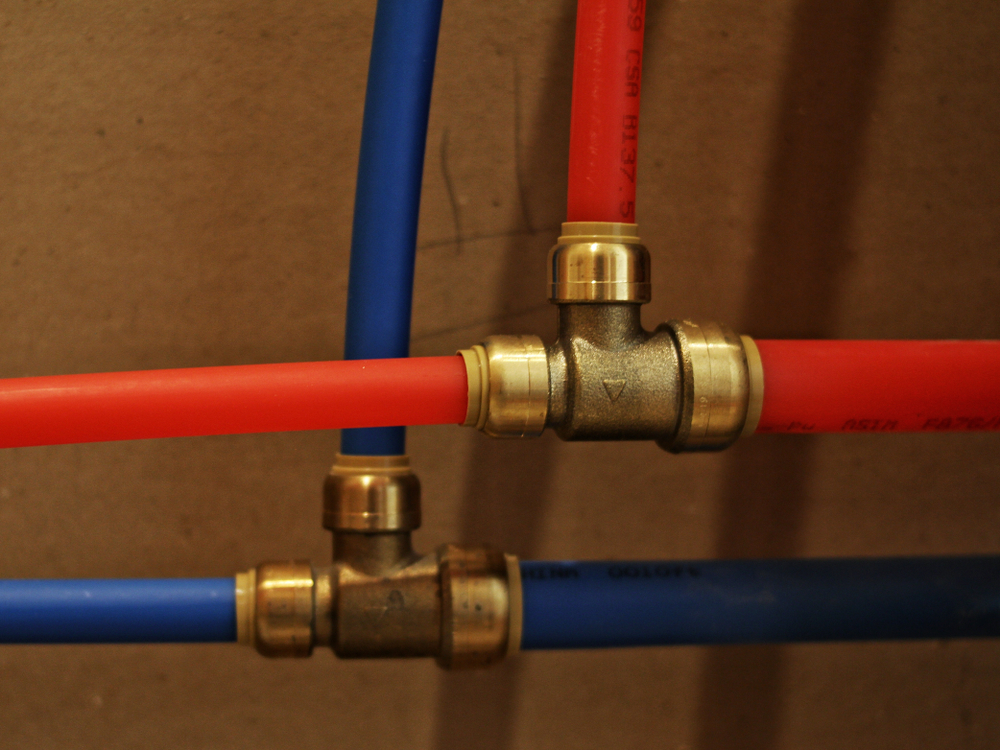 red and blue PEX plumbing