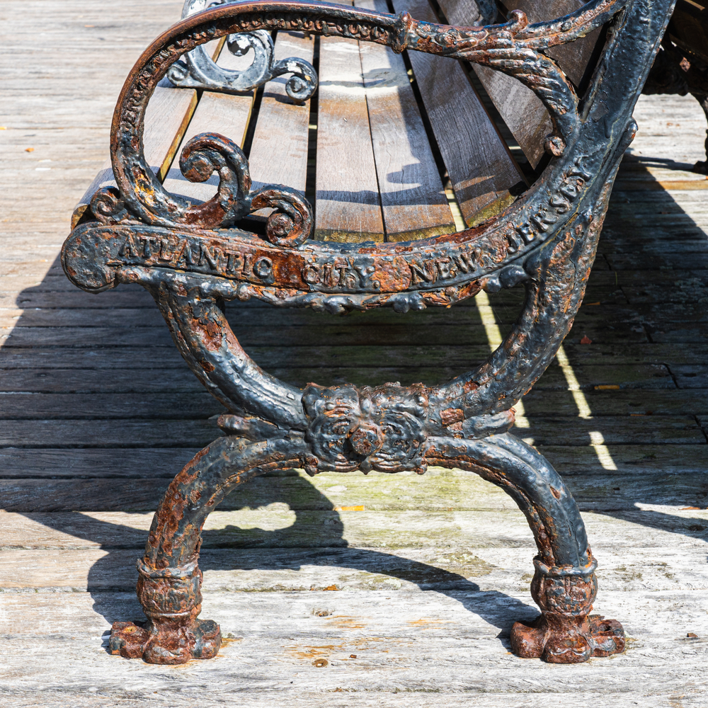 rusty cast iron bench