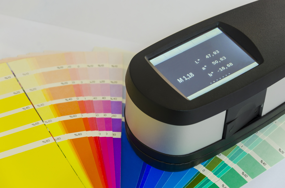 spectrophotometer on color swatches