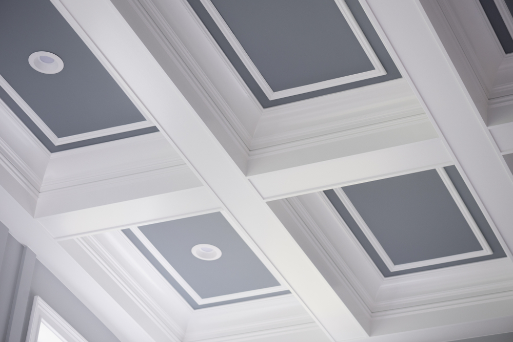 white and gray coffered ceiling