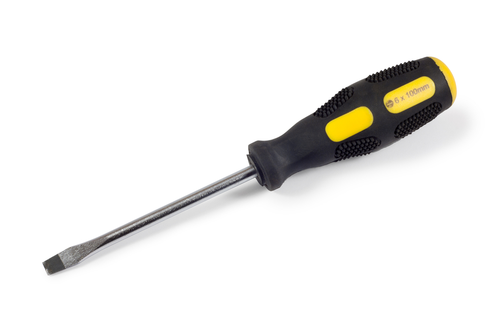 flathead screwdriver with black and yellow handle