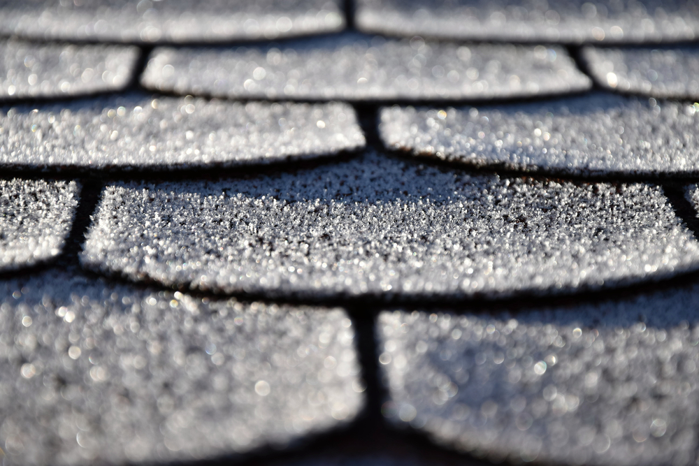 close up asphalt shingles