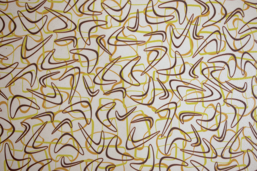 yellow, brown, and orange boomerang pattern